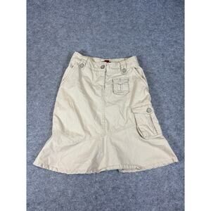 H&M LOGG Skirt Women Size 2 Tan Twill Cargo Utility A-Line Streetwear Grunge Y2K